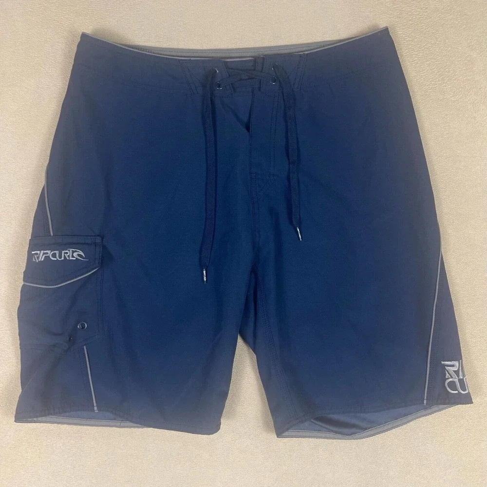 Rip Curl Mens 34 Swim Trunk Drawstring Waist Pocket Blue‎ Relaxed Fit